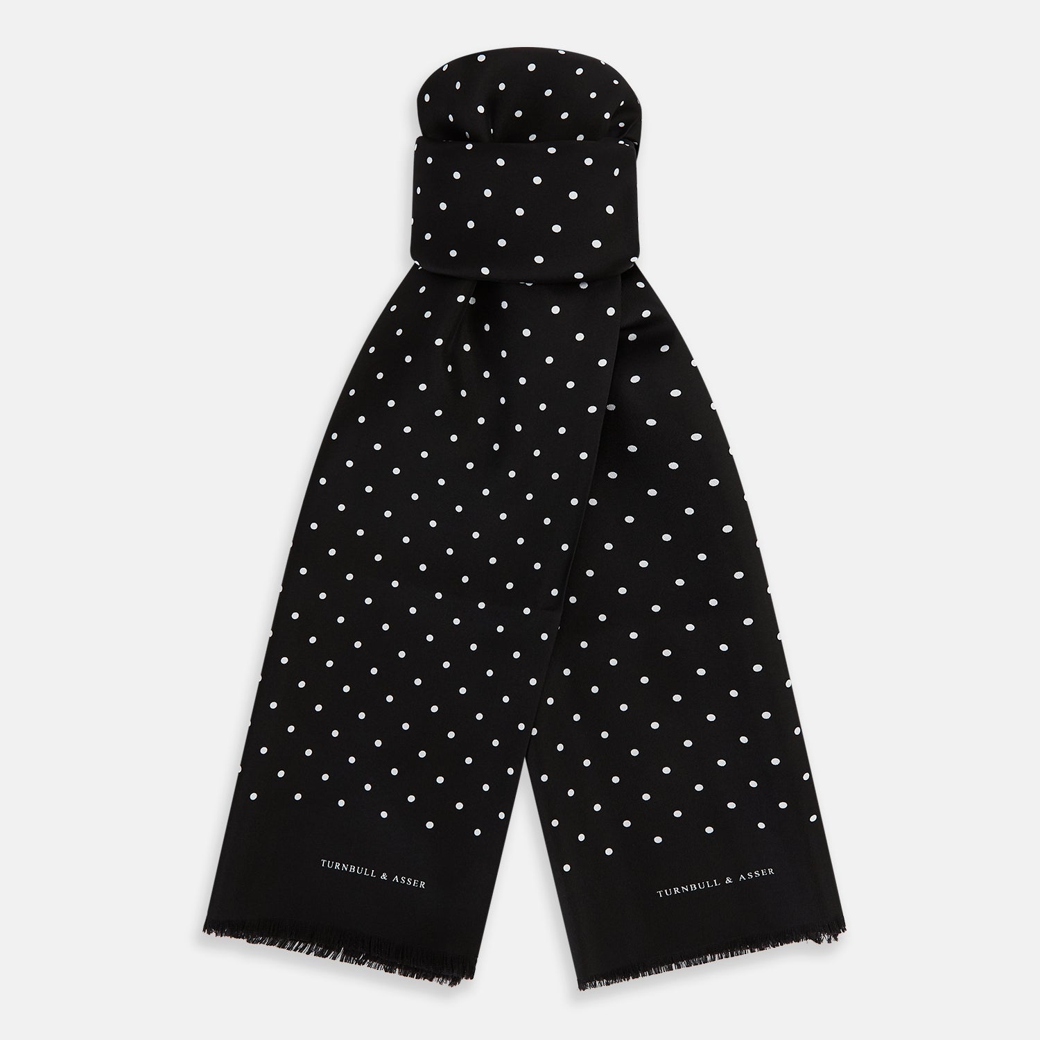 Black and White Spotted Silk Scarf