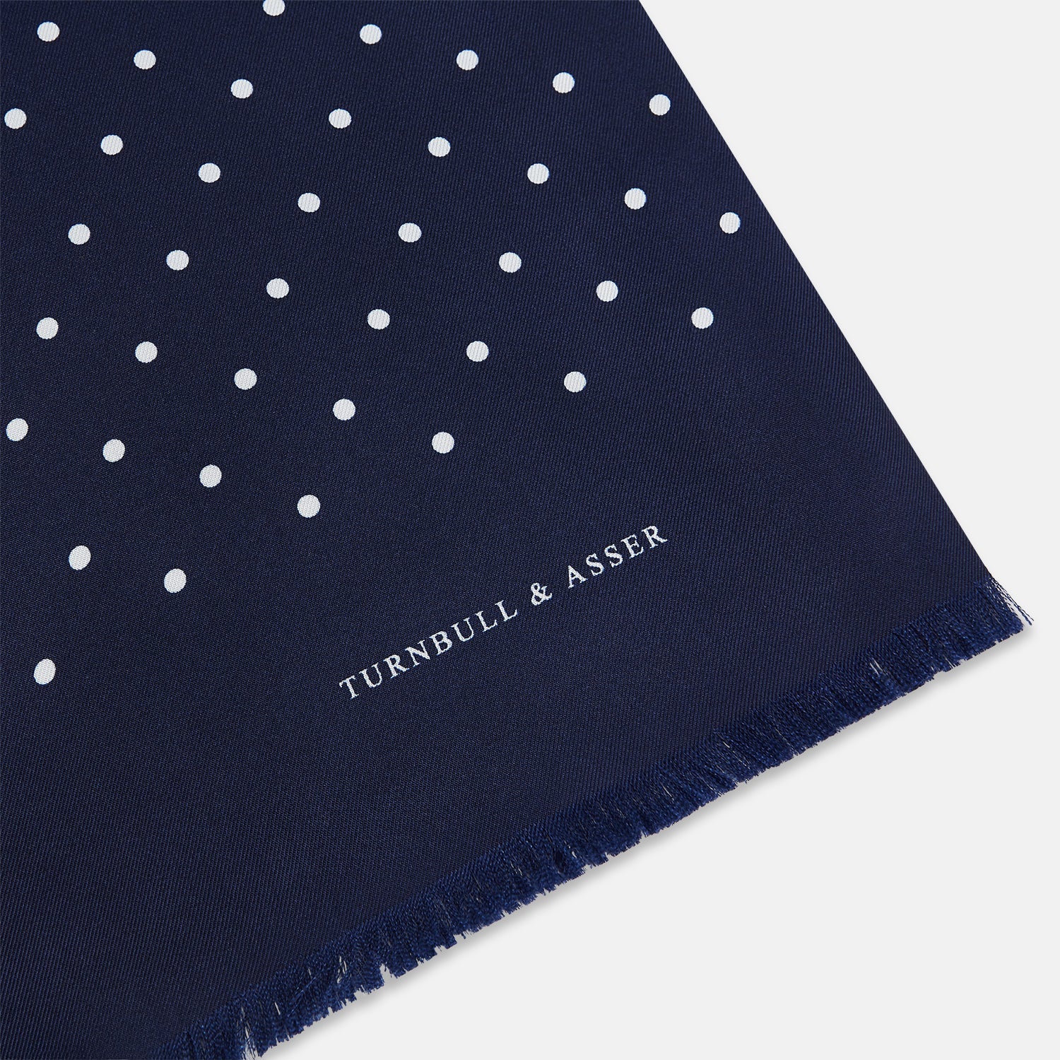 Navy and White Spotted Silk Scarf
