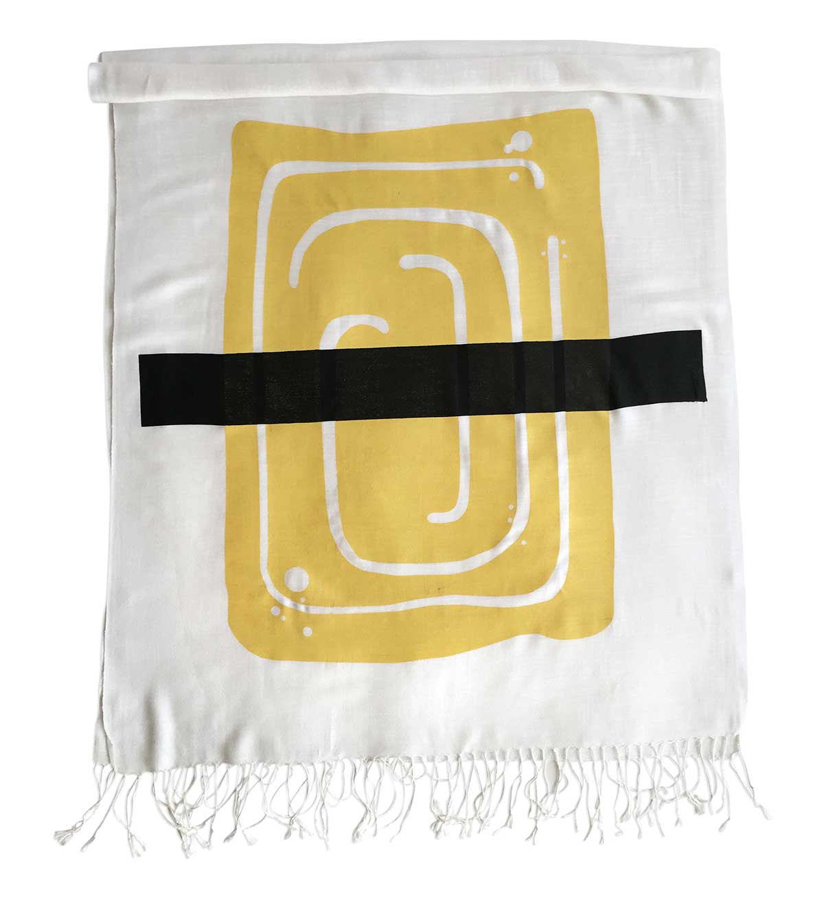 Egg Sushi Scarf. White Tamago Nigiri Linen Weave Pashmina, Cyberoptix