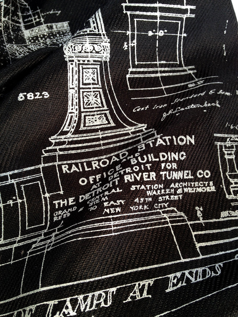 Blueprint Pashmina Scarf: Ironwork Detail, Detroit Train Station