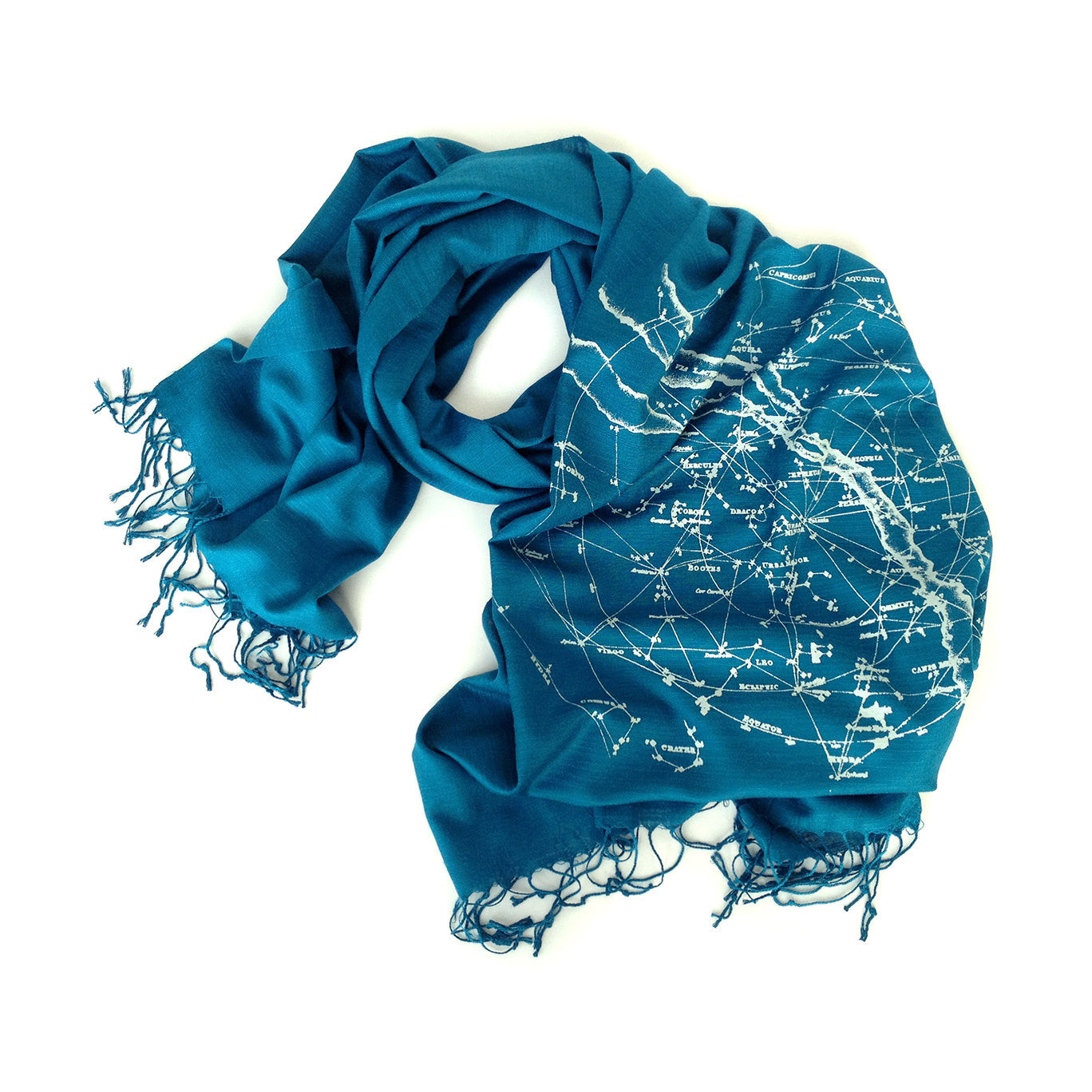 Milky Way Scarf. Ice blue on teal blue.