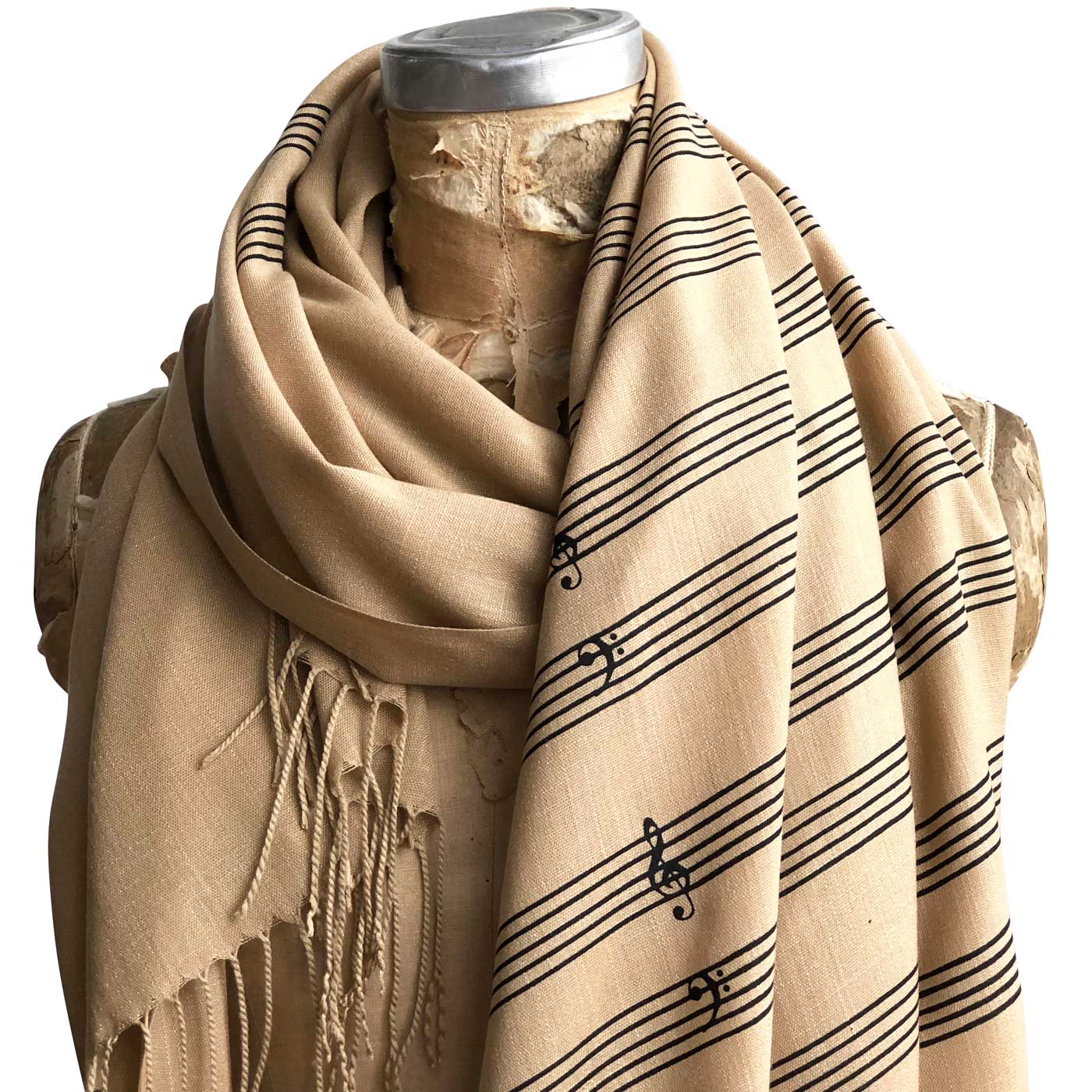Sand Music Manuscript Paper Bamboo Scarf, Sheet Music Pashmina, by Cyberoptix