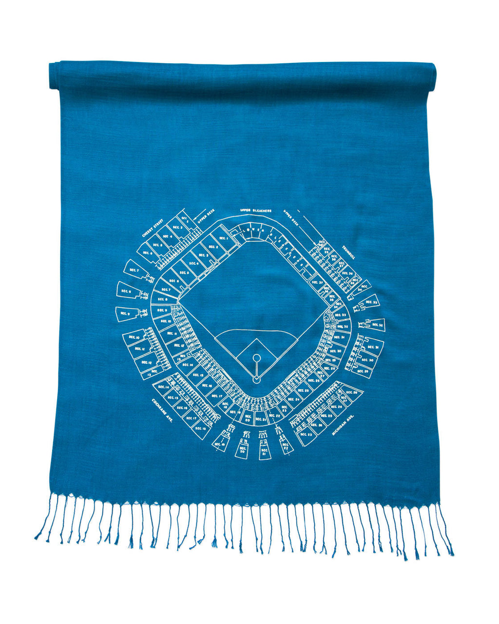 Old Tiger Stadium Blueprint Scarf, Historic Detroit Bamboo Pashmina