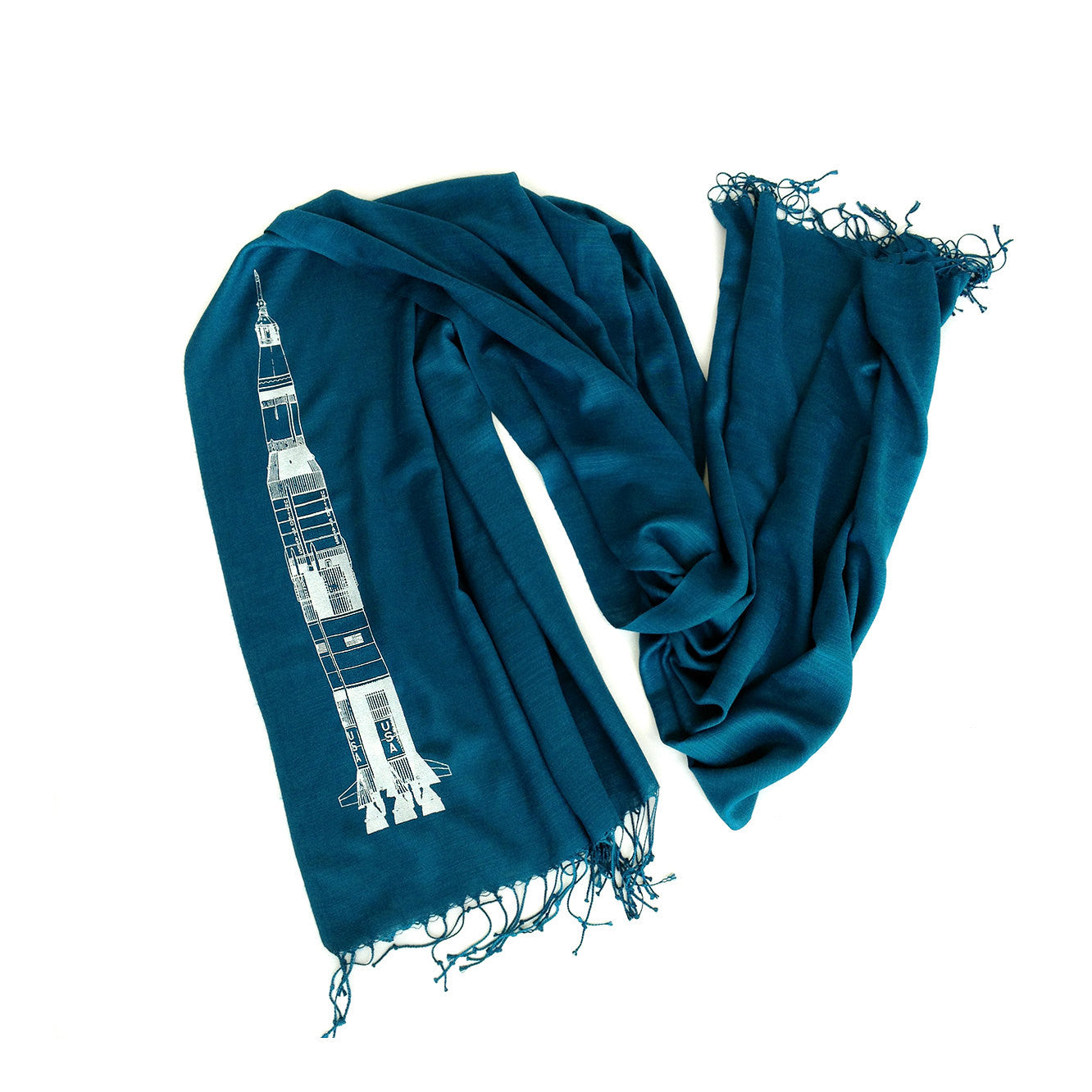 Saturn V Rocket Scarf. Linen-weave pashmina