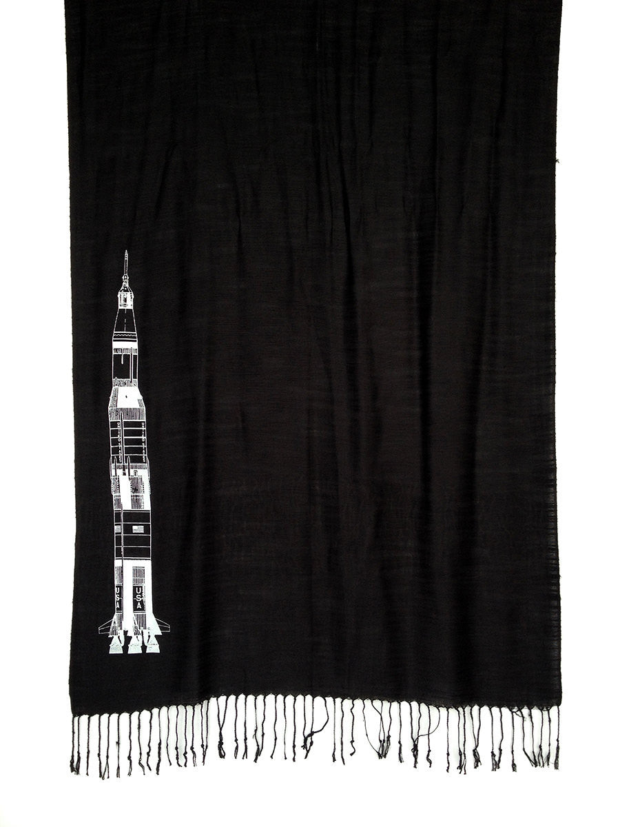 Saturn V Rocket Scarf. Linen-weave pashmina