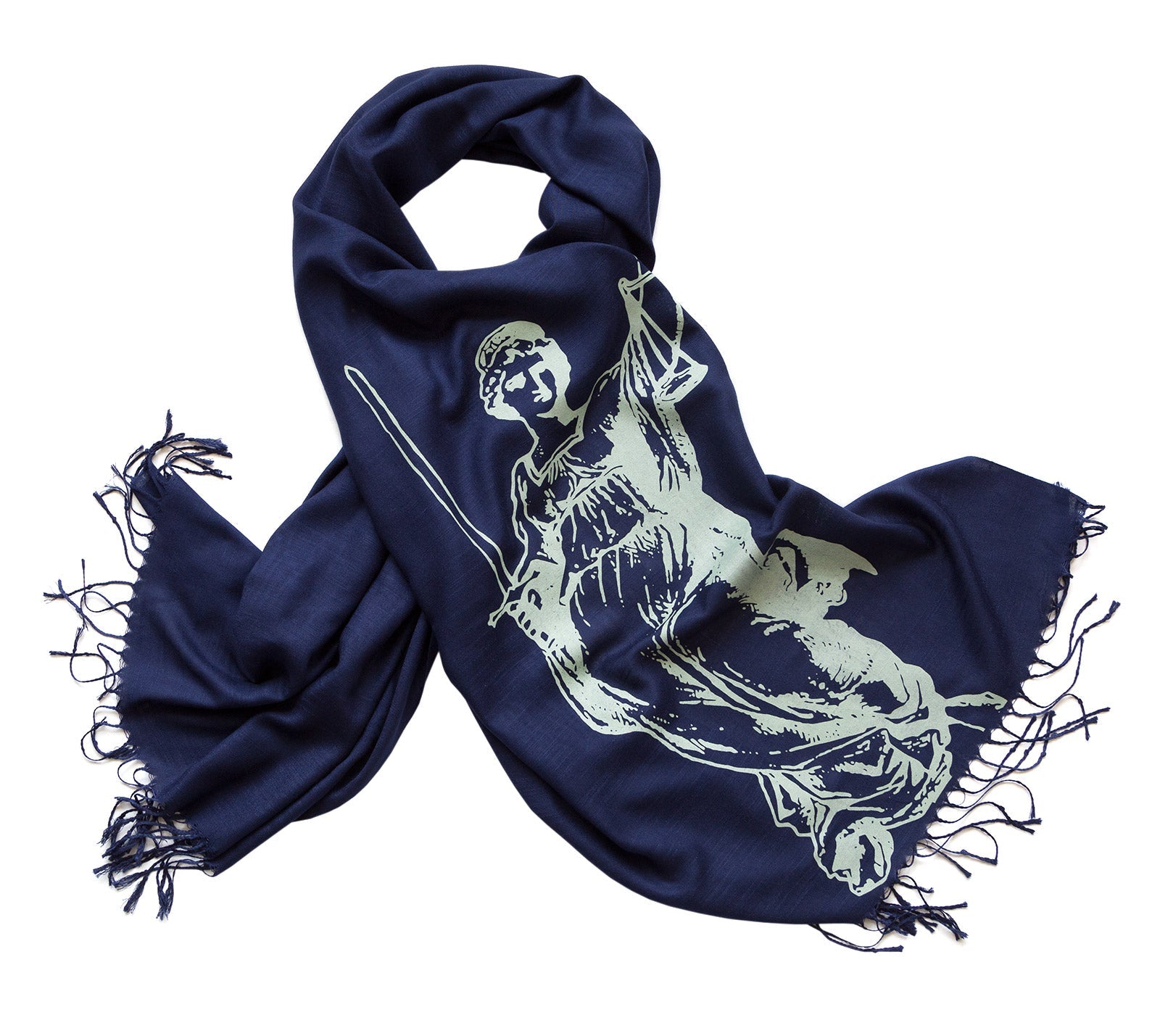Scales of Justice Scarf, Lady Justice Linen-Weave Pashmina