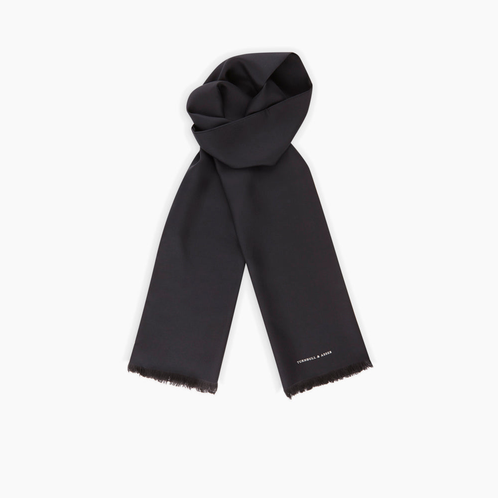 Plain Black Silk Scarf