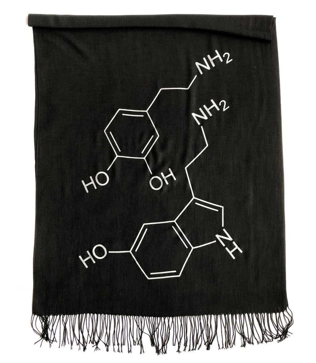 Serotonin & Dopamine Scarf, Silkscreened Bamboo Pashmina