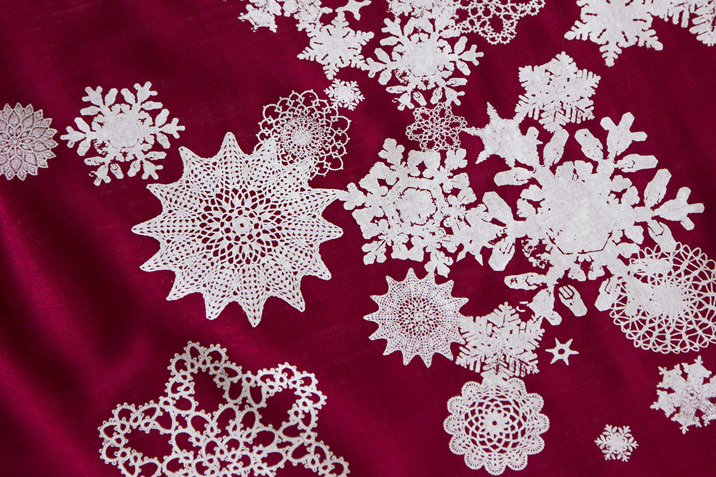 Snowflake Scarf. Snow Print Linen-Weave Pashmina
