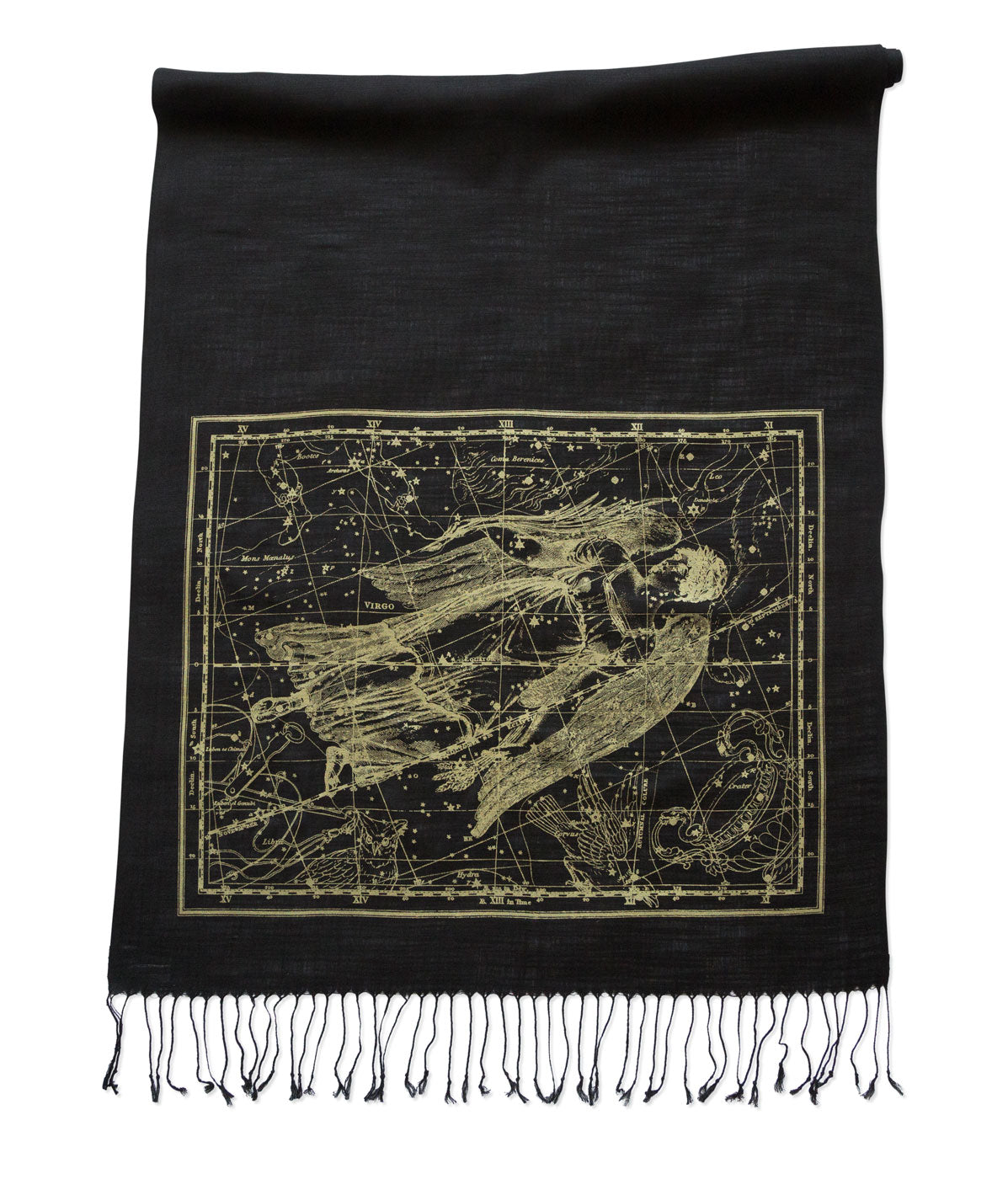 Virgo Scarf, Zodiac Constellation Linen-Weave Pashmina