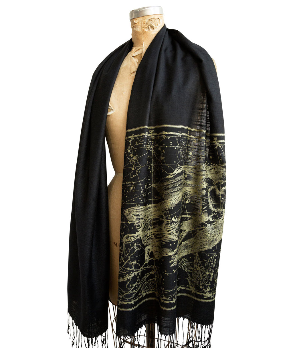 Virgo Scarf, Zodiac Constellation Linen-Weave Pashmina