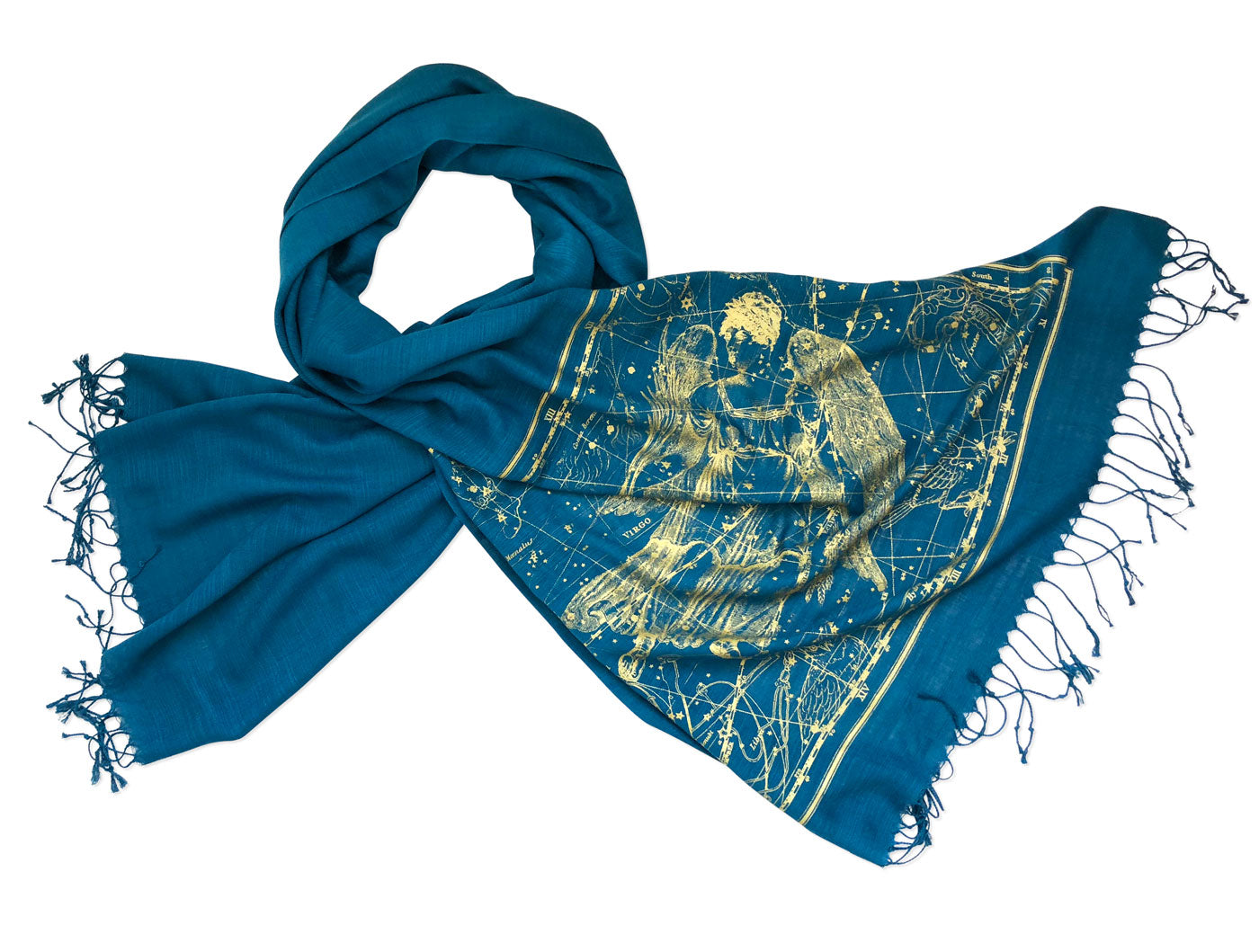 Virgo Scarf, Zodiac Constellation Linen-Weave Pashmina